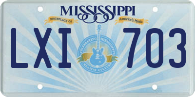 MS license plate LXI703