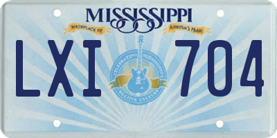 MS license plate LXI704