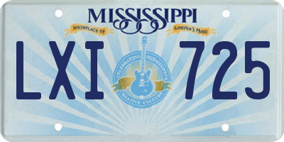 MS license plate LXI725