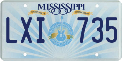 MS license plate LXI735