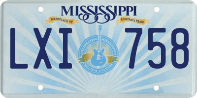 MS license plate LXI758