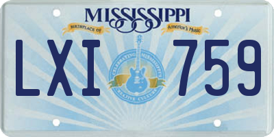 MS license plate LXI759
