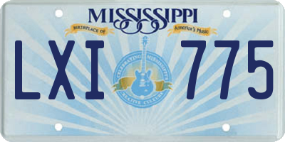 MS license plate LXI775