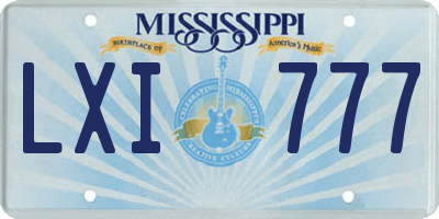 MS license plate LXI777
