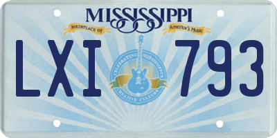 MS license plate LXI793