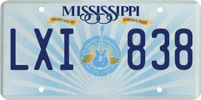 MS license plate LXI838