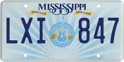 MS license plate LXI847
