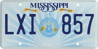 MS license plate LXI857
