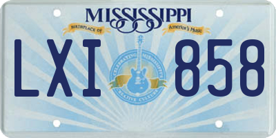 MS license plate LXI858