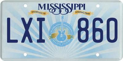 MS license plate LXI860