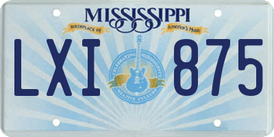 MS license plate LXI875