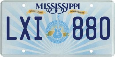 MS license plate LXI880