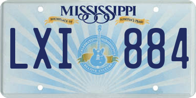 MS license plate LXI884