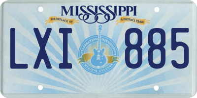 MS license plate LXI885