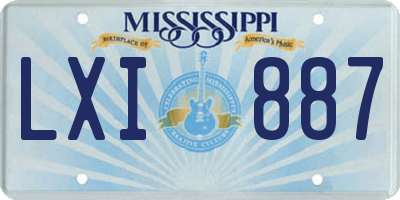 MS license plate LXI887