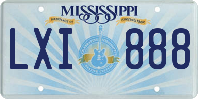 MS license plate LXI888