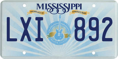 MS license plate LXI892