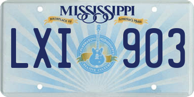 MS license plate LXI903
