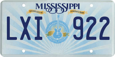 MS license plate LXI922