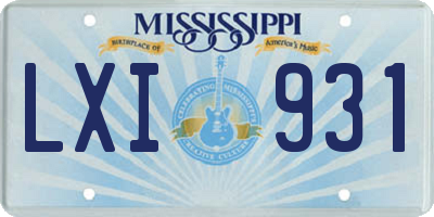 MS license plate LXI931