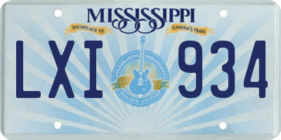 MS license plate LXI934