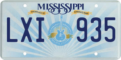 MS license plate LXI935