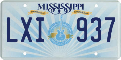 MS license plate LXI937