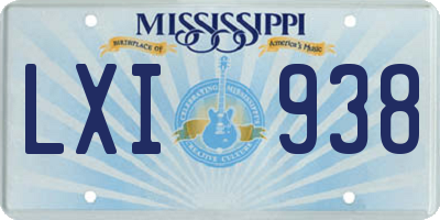 MS license plate LXI938