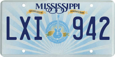 MS license plate LXI942