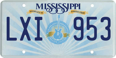 MS license plate LXI953