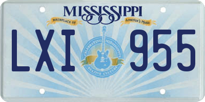 MS license plate LXI955