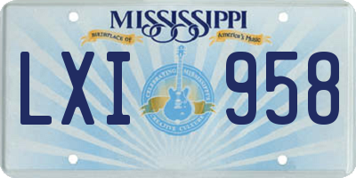 MS license plate LXI958