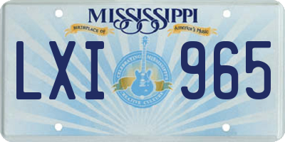 MS license plate LXI965