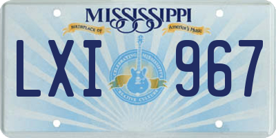 MS license plate LXI967