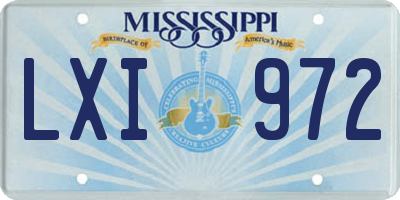MS license plate LXI972