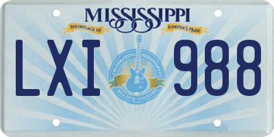 MS license plate LXI988