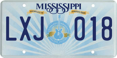 MS license plate LXJ018
