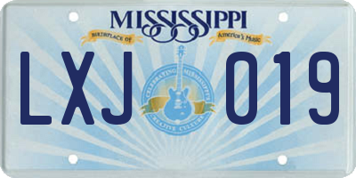 MS license plate LXJ019