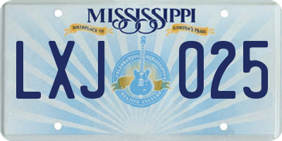 MS license plate LXJ025