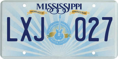 MS license plate LXJ027