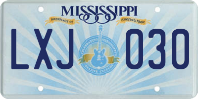 MS license plate LXJ030