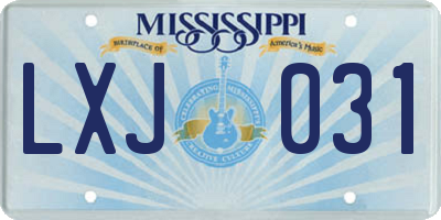 MS license plate LXJ031