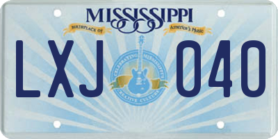 MS license plate LXJ040