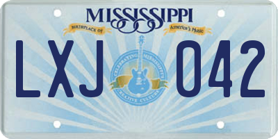 MS license plate LXJ042