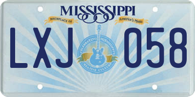 MS license plate LXJ058