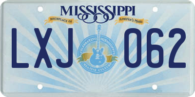 MS license plate LXJ062