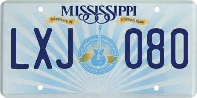 MS license plate LXJ080
