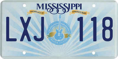 MS license plate LXJ118