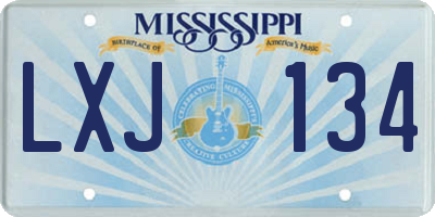MS license plate LXJ134