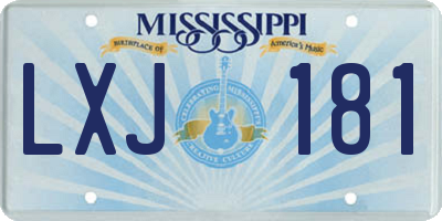 MS license plate LXJ181